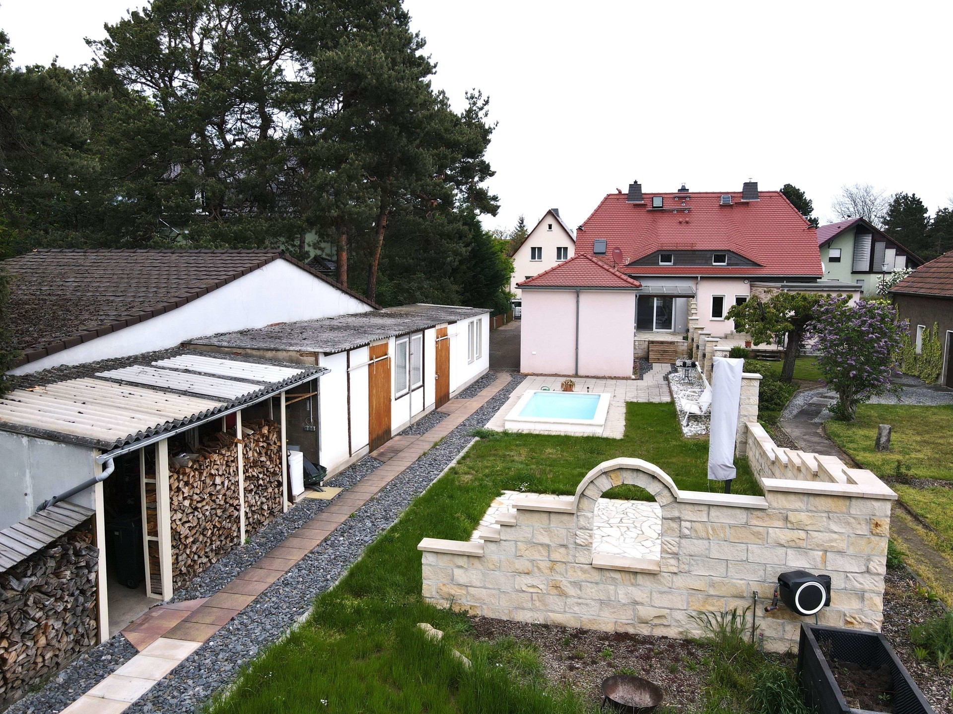 Haus, Garten Luftbild