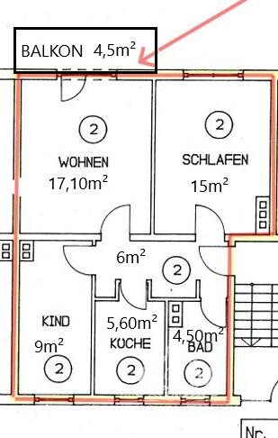 Grundriss mit Wohnfläche